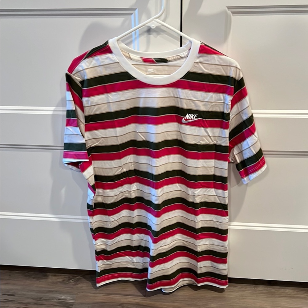 Nike Men's Striped T-Shirt - Green, Pink and White - never worn!